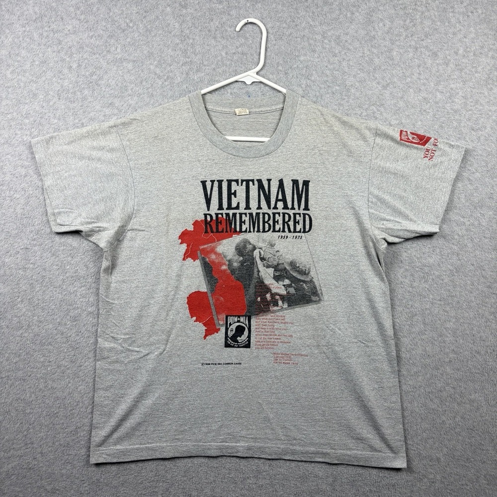 Vintage Vietnam POW MIA T Shirt Mens XL Gray 80s Single Stitch USA Made Tribute